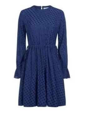 Sandro Lori Long Sleeve Midi Dot-Print Dress
